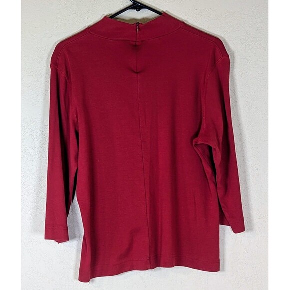 Old Navy Top Womens XL 100% Cotton Red 3/4 Sleeve Mock Turtleneck - Picture 2 of 6